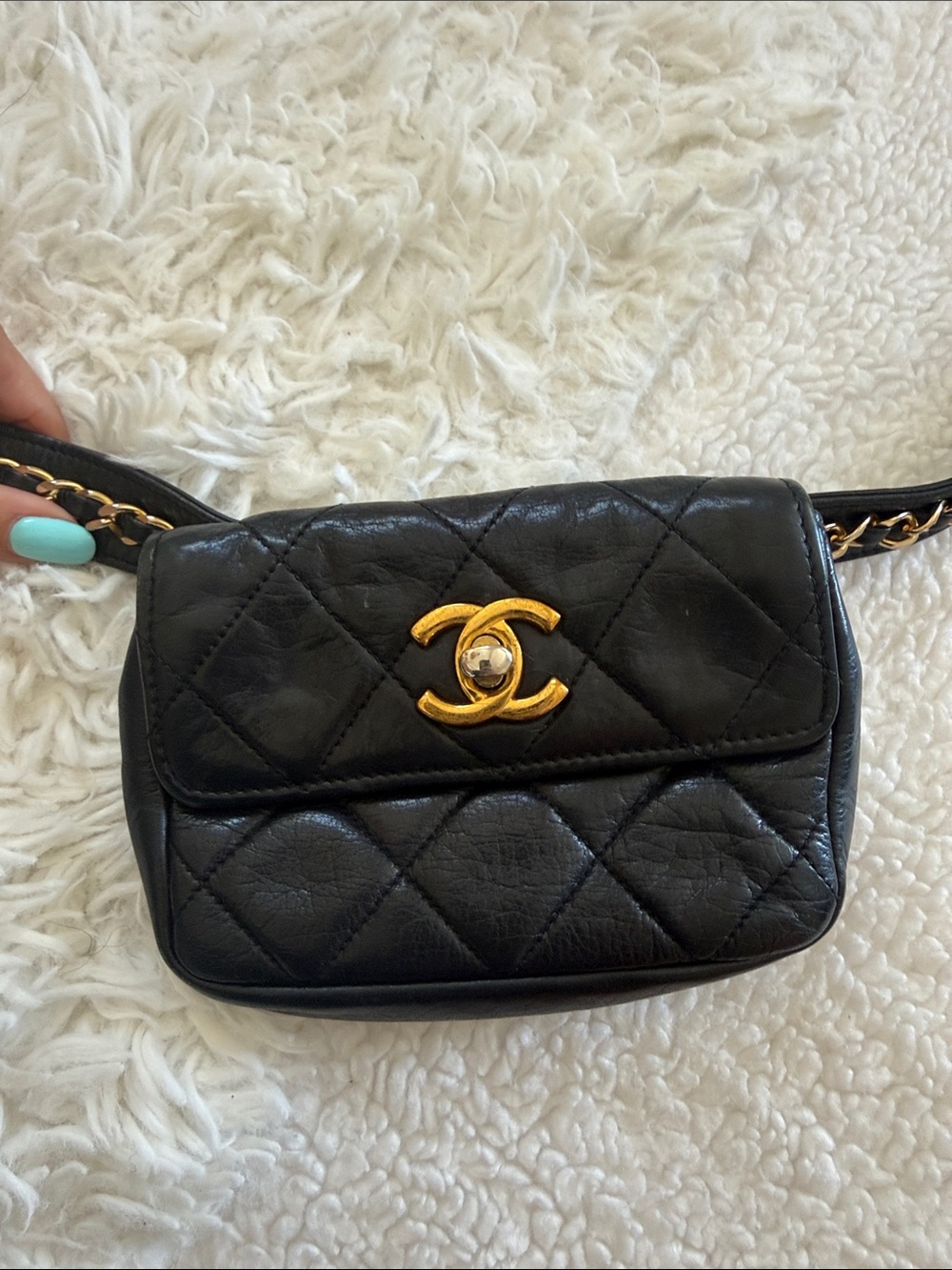 Chanel Black Quilted Leather Mini Camera Bag with Gold CC Hardware